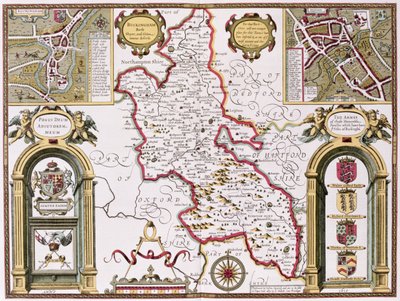 Buckinghamshire, gravé par Jodocus Hondius (1563-1612) de 